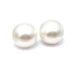 White 8-8.5mm Half Drilled Round Pairs